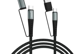JUICE Title OJC3001 4 in 1 Up To 65W of Power Cable Extra Fast Connectivity | 1.2M Length with Comfort | Cotton Braiding Extra Tough Metal Shell Mold Premium Color (Black & Grey)