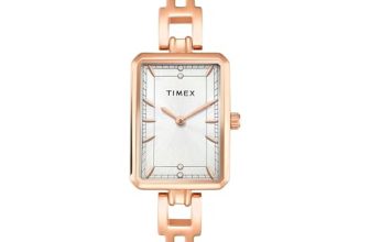 TIMEX Silver-Tone Rectangle Dial Analog Women’s Watch – TWEL22802