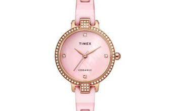 TIMEX Womens 28 mm Mother of Pearl Pink Dial Ceramic Bracelet Analogue Watch – TWEL15701 (WTITWEL15701, Not assigned, Not assigned)