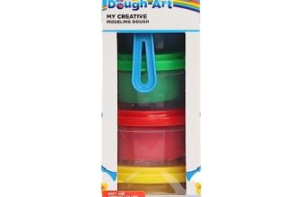 Luxor Doodles Double Decker Dough Pot: Ultimate Creative Play Set|4 Assorted colours Dough, 8 Design Moulds, 1 Roller & 1 Plastic Knife | Fun Kit for Kids