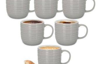 Treo by Milton Cove Ceramic Mug 200 ml I Microwave, Dishwasher Safe I 100% Food Grade I Stain, Odor Resistant I Coffee Mug, Tea Cup I Ideal for Daily use, Gifting, Set of 6, Grey