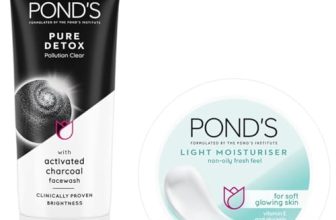POND’S Pure Detox Face Wash 200 g, Daily Exfoliating & Brightening Cleanser, Deep Cleans Oily Skin – With Activated Charcoal for Fresh, Glowing Skin & POND’S Light Face Moisturizer 200 ml