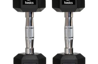Amazon basics Rubber Encased Hex Dumbbell Weight Set Of 2, 10 Kg,Black