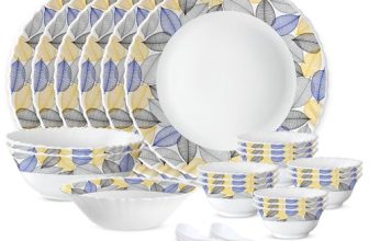 Larah by Borosil 27 Pieces Kora Opalware Dinner Set for Family of 6
