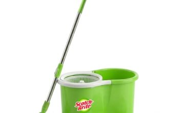 Scotch-Brite Twin Bucket Spin Mop with Easy Wring & Rinse System, 360° Adjustable Handle, High Absorbency Microfiber for Deep Cleaning on All Floor Types