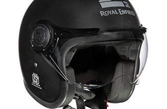 Royal Enfield Open Face MLG Helmet |Made Like a Gun | with Clear Visor | Impact Protection | High Density EPS | ISI and DOT Certified | Micrometric Lock MATT Black (XL) 62 CM