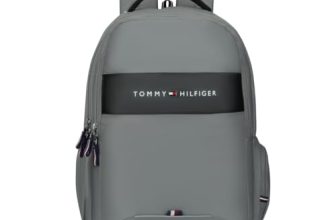 Tommy Hilfiger Joshua Polyester Unisex 15 Inch Laptop Backpack – Light Grey | 21 Ltr Capacity|Padded & Adjustable Strap| Water Resistant | 3 Compartment | Water Bottle Holder | USB Cable Holder Pocket