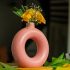 10club Ceramic Donut Vase | Flower Vase for Fresh and Dried Flowers | Pampas Grass Vase | Set of 1 | Pista Green | for Home, Office, Centerpiece or Gifting