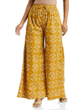 Amazon Brand – Myx Women’s Relaxed Cotton Flared Palazzo (PAG 215_Mogra(Ochre)_XS)