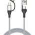 Callmate 2-in-1 Cable 2 A 1 m 60W 2in 1 Type C to Type C Fast Charging/ Data Cable(Compatible with Type C and Lightning Devices, Silver, One Cable)