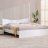 APRODZ Solid Wood Parma Queen Size Bed – Elegant and Stylish Bedroom Furniture Without Storage for a Modern Home (White Finish)