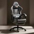 BAYBEE Drogo Multi-Purpose Ergonomic Gaming Chair with 7 Way Adjustable Seat, Head & USB Massager, PU Leather Lumbar Pillow Home & Office Chair with Full Reclining Back Footrest (Emperor Grey)
