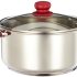 Amazon Brand – Solimo Stainless Steel Casserole with Glass Lid | Impact-Forged Bottom | Soft-Touch Handle | Dishwasher-Safe | 24 cm, 5 L | Silver