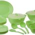 SignoraWare BPA Free Plastic Square Dinner Set | Microwave Safe | Unbreakable & Lightweight | Odor-Free | Great for Parties & Gatherings | Ideal for Regular Home Meals (Set of 32 pcs | Green)